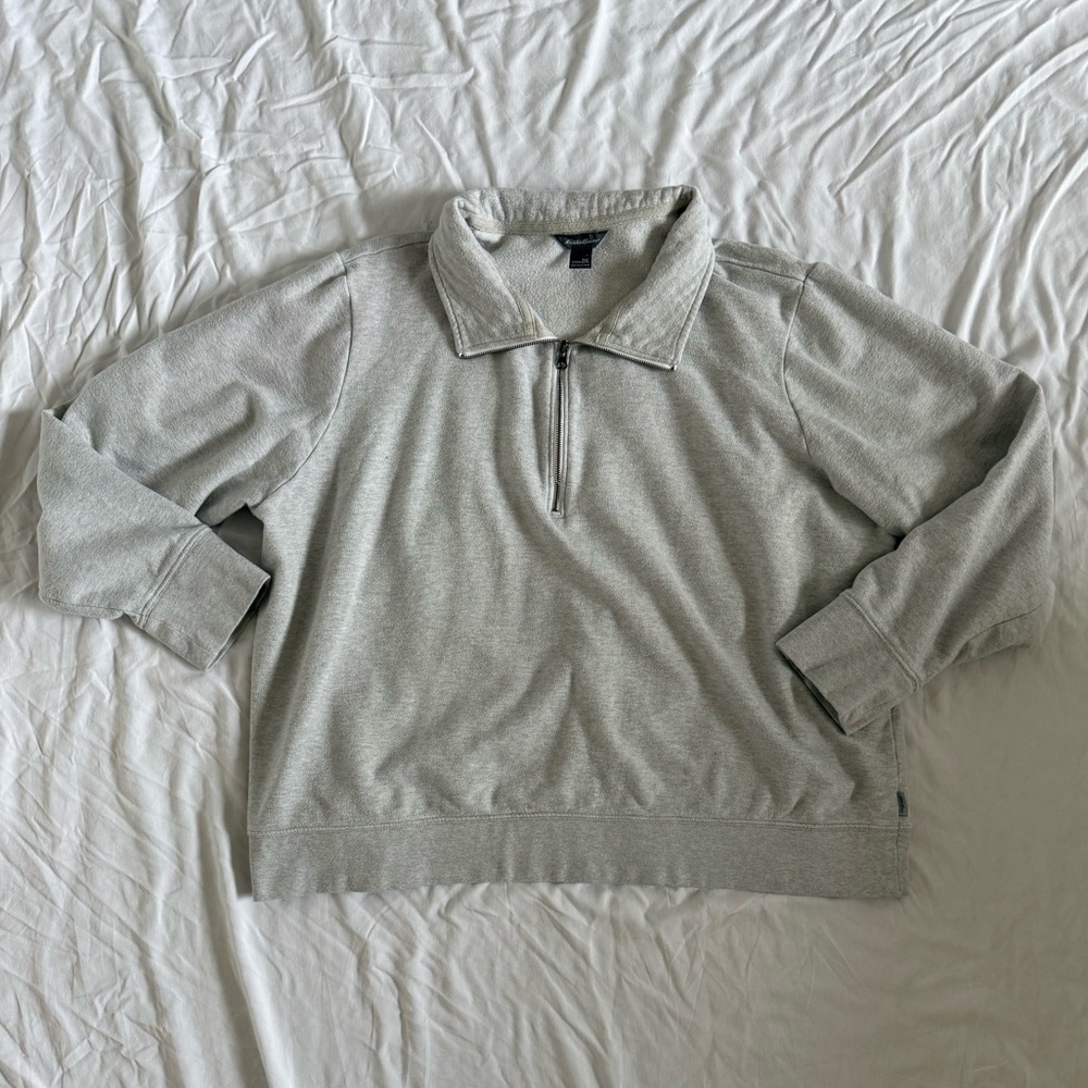 Women’s Eddie Bauer Grey Quarter-Zip Sweater Sz 2XL